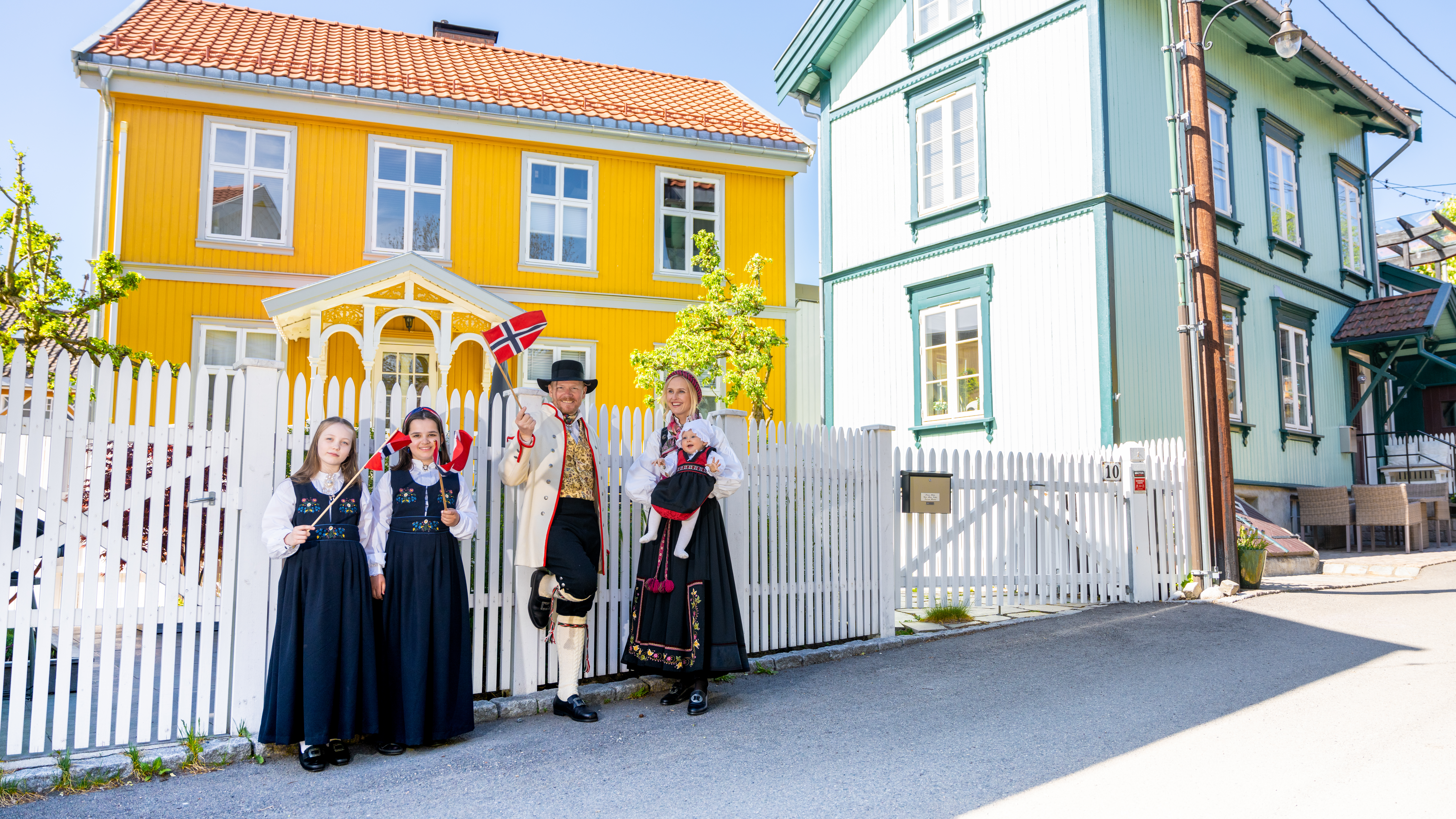 A man and a woman in bunads on 17 of May Norways national day Fredrik Ahlsen Maverix Media AS